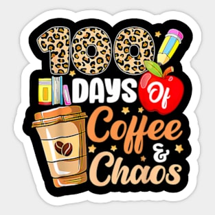 100 Days Of Coffee & Chaos 100th Day Of School Teacher Kid Sticker